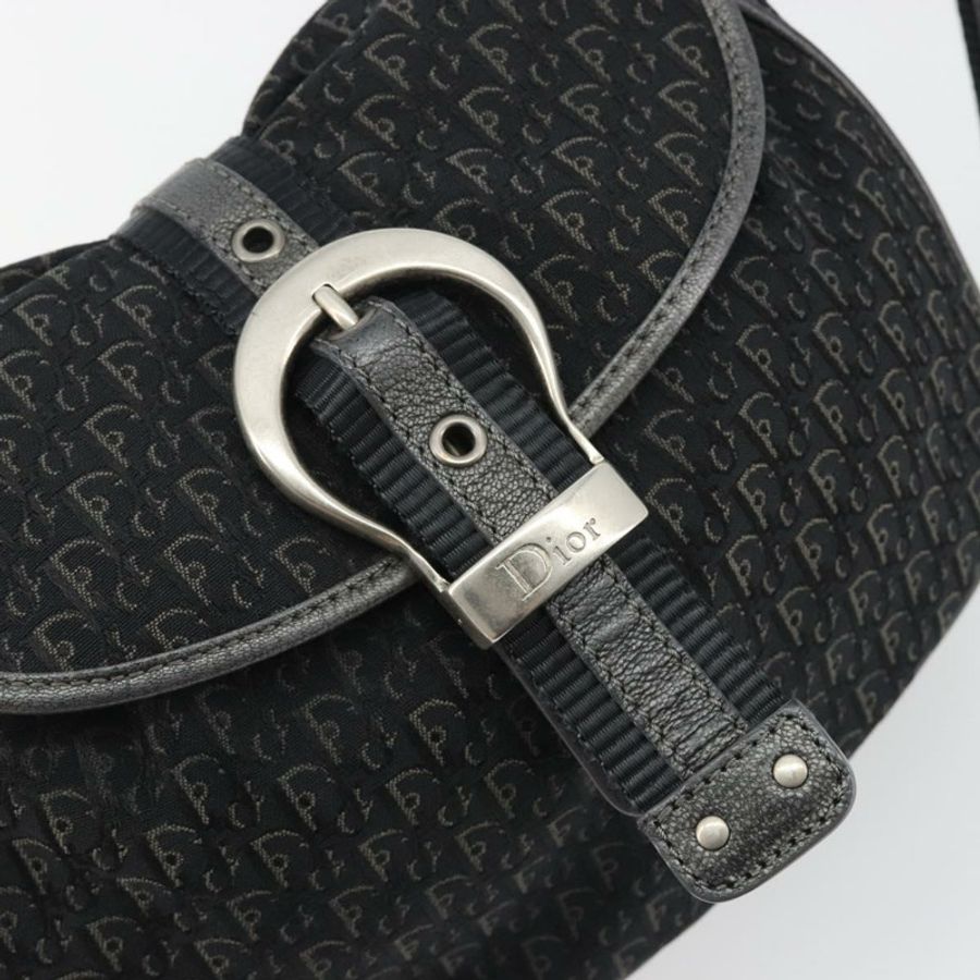 【日本直送】Christian Dior Trotter帆布肩背包 黑色 銀色 正品 186592A-9