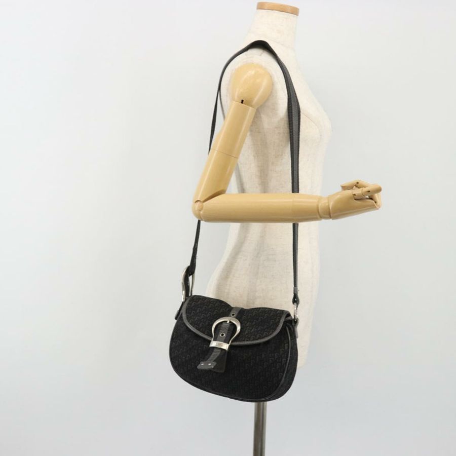 【日本直送】Christian Dior Trotter帆布肩背包 黑色 銀色 正品 186592A-23