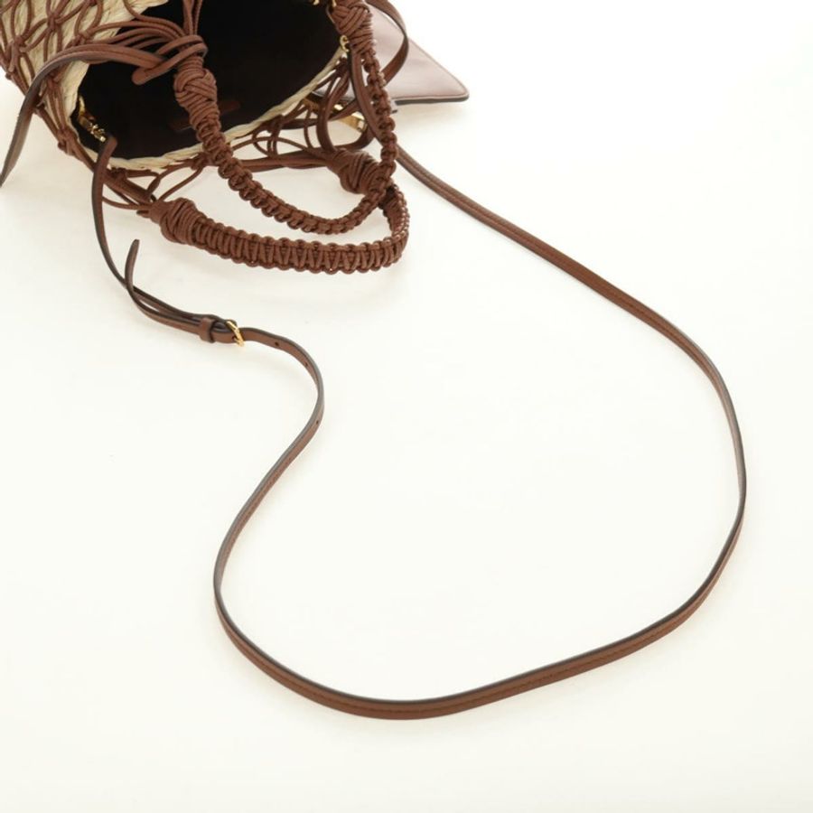 【日本直送】Miu Miu 草編手提包,棕色金色,兩用款,正品,貨號 190660SAM-7