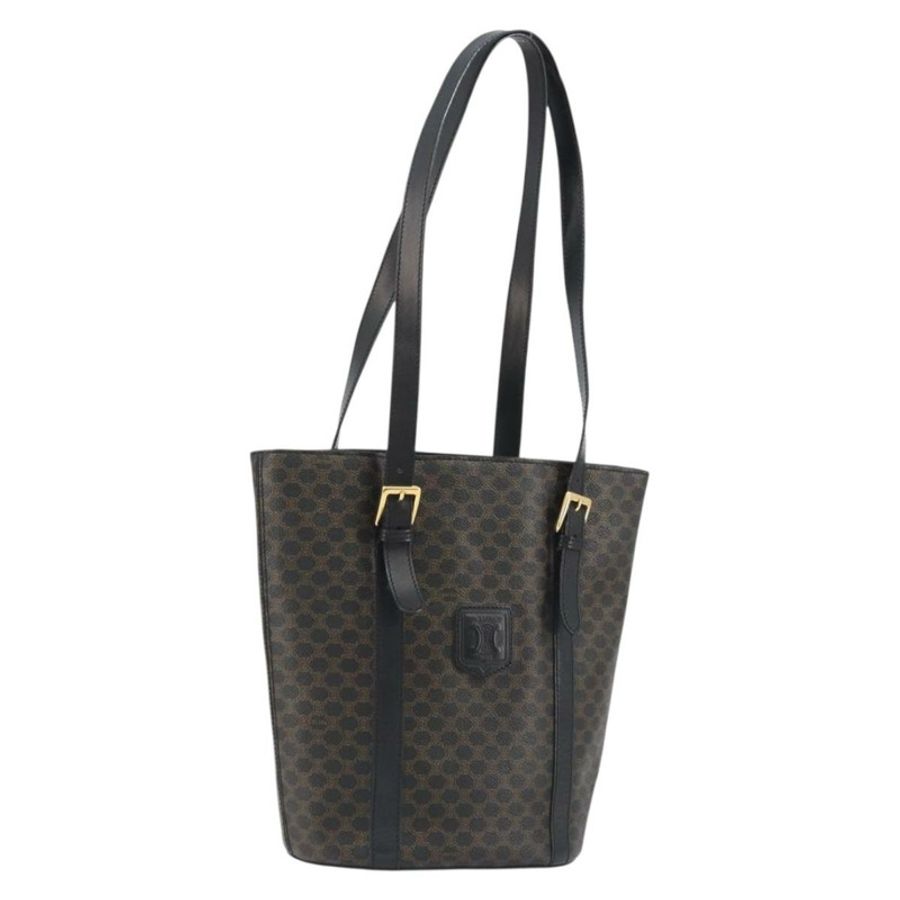 【日本直送】CELINE Macadam帆布肩背包 PVC皮革 黑色 金色 正品 190902A-0