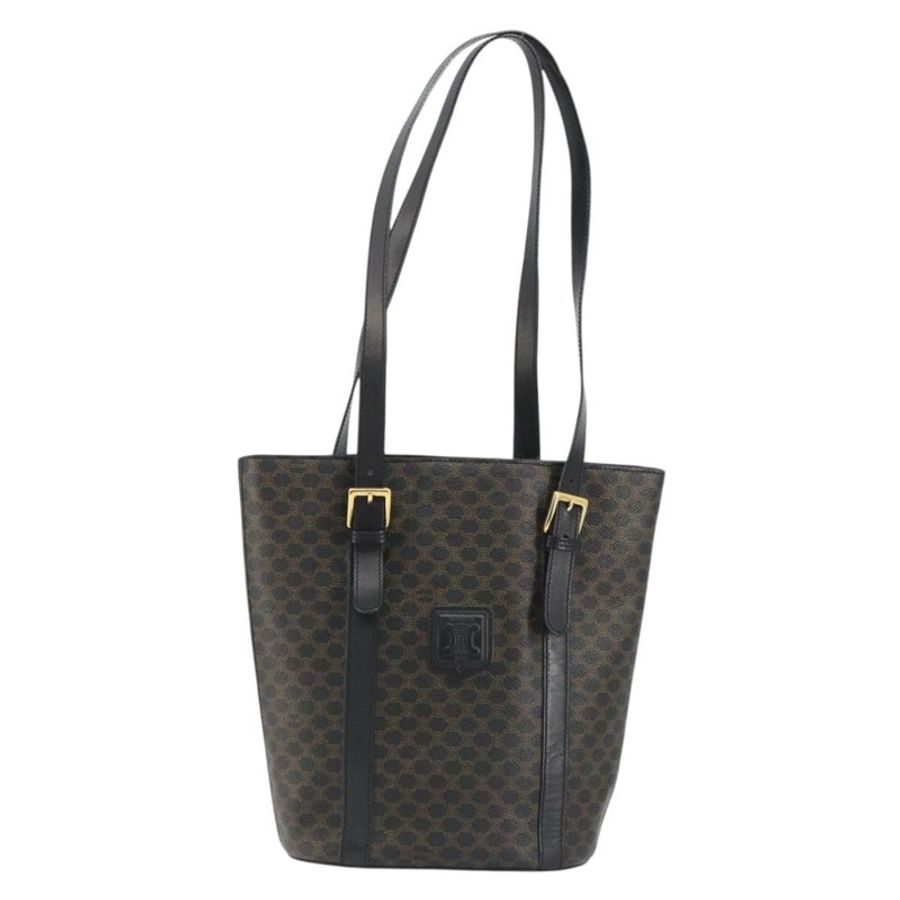 【日本直送】CELINE Macadam帆布肩背包 PVC皮革 黑色 金色 正品 190902A-12