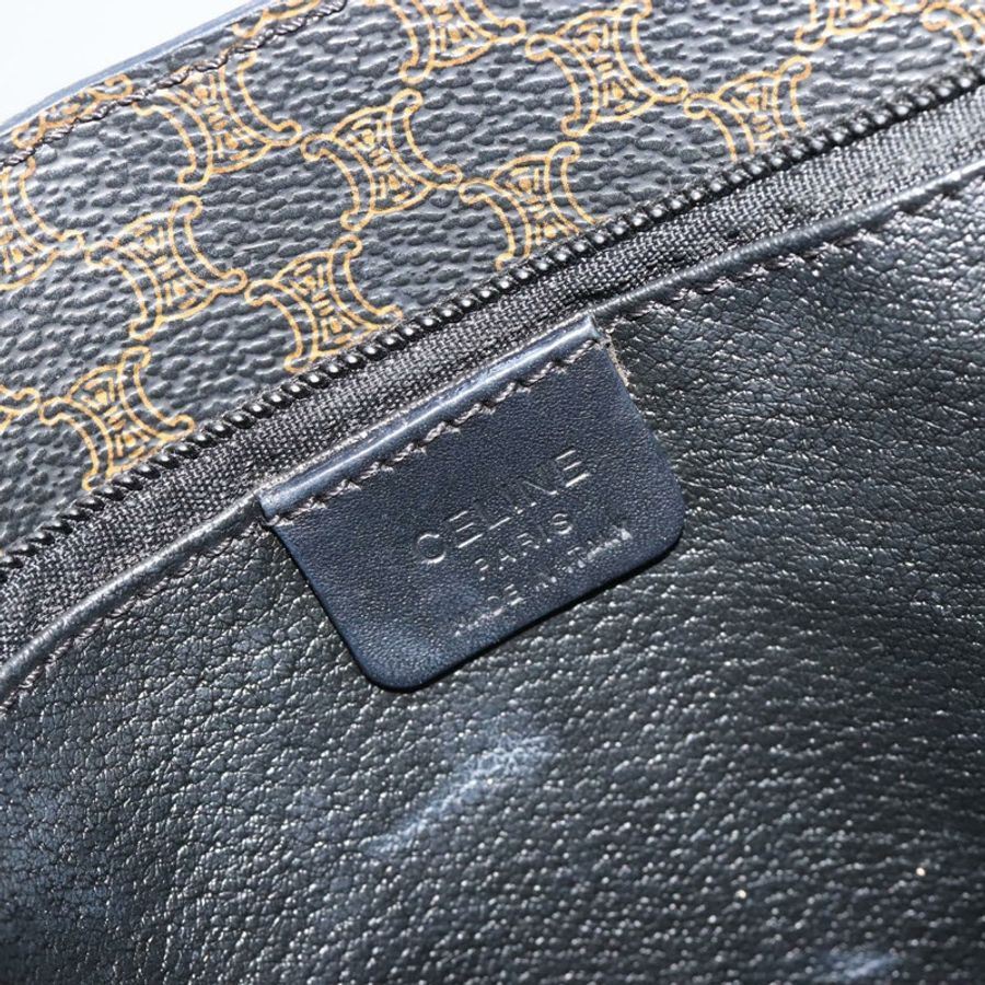 【日本直送】CELINE Macadam帆布肩背包 PVC皮革 黑色 金色 正品 190902A-18