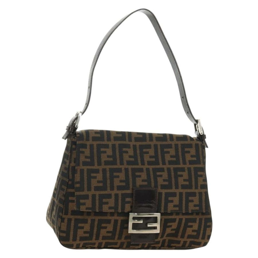 【日本直送】FENDI Zucca帆布Mamma Baguette單肩包 黑色棕色 正品 191291SAV-0