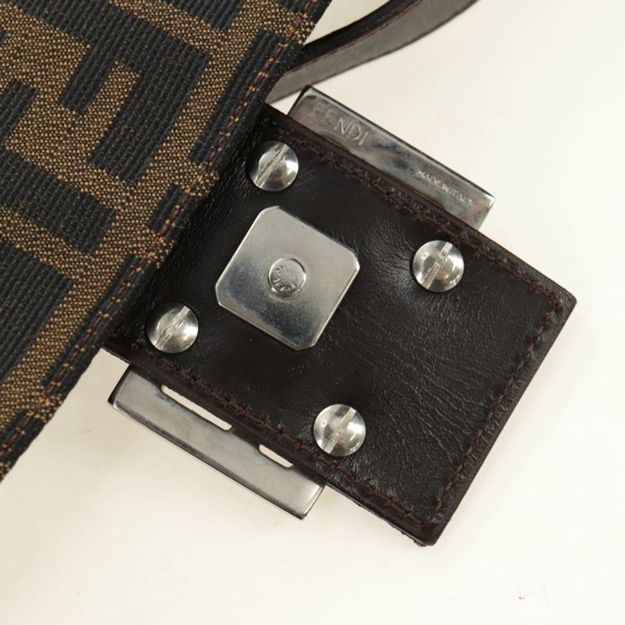 【日本直送】FENDI Zucca帆布Mamma Baguette單肩包 黑色棕色 正品 191291SAV-8