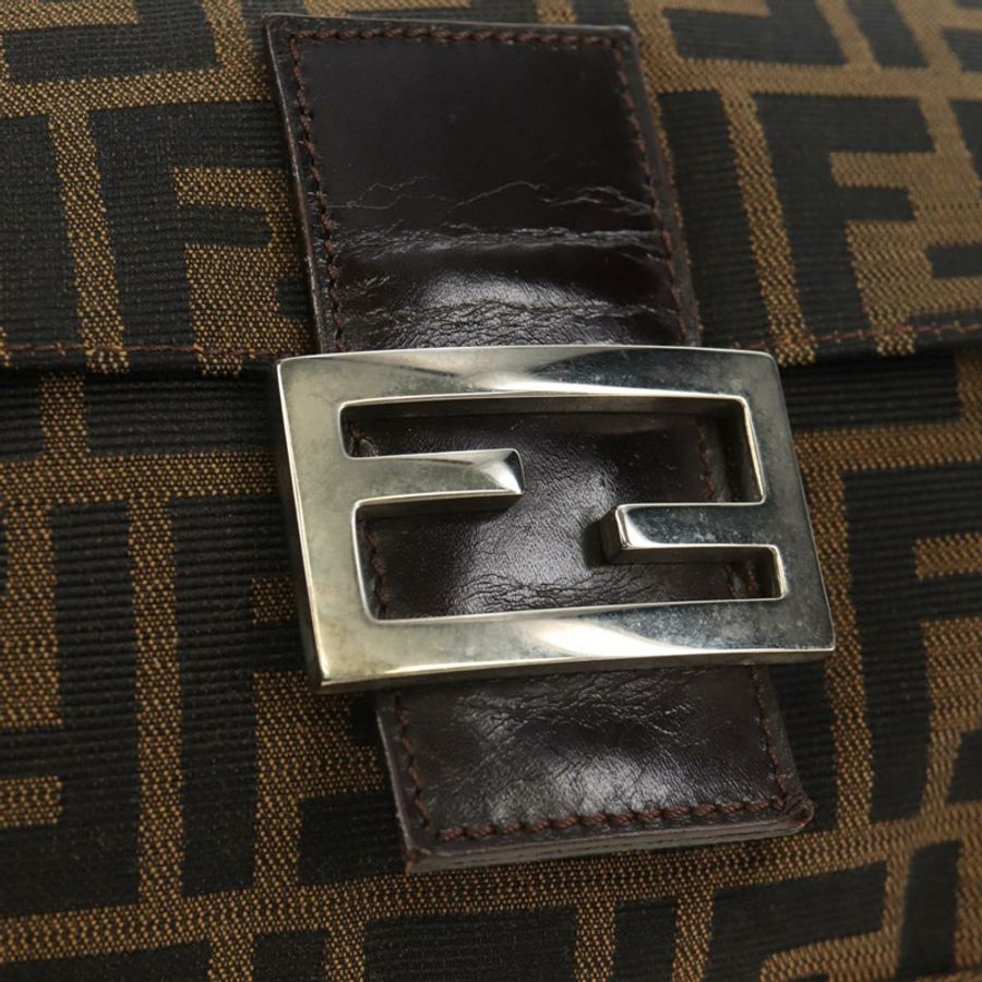 【日本直送】FENDI Zucca帆布Mamma Baguette單肩包 黑色棕色 正品 191291SAV-18