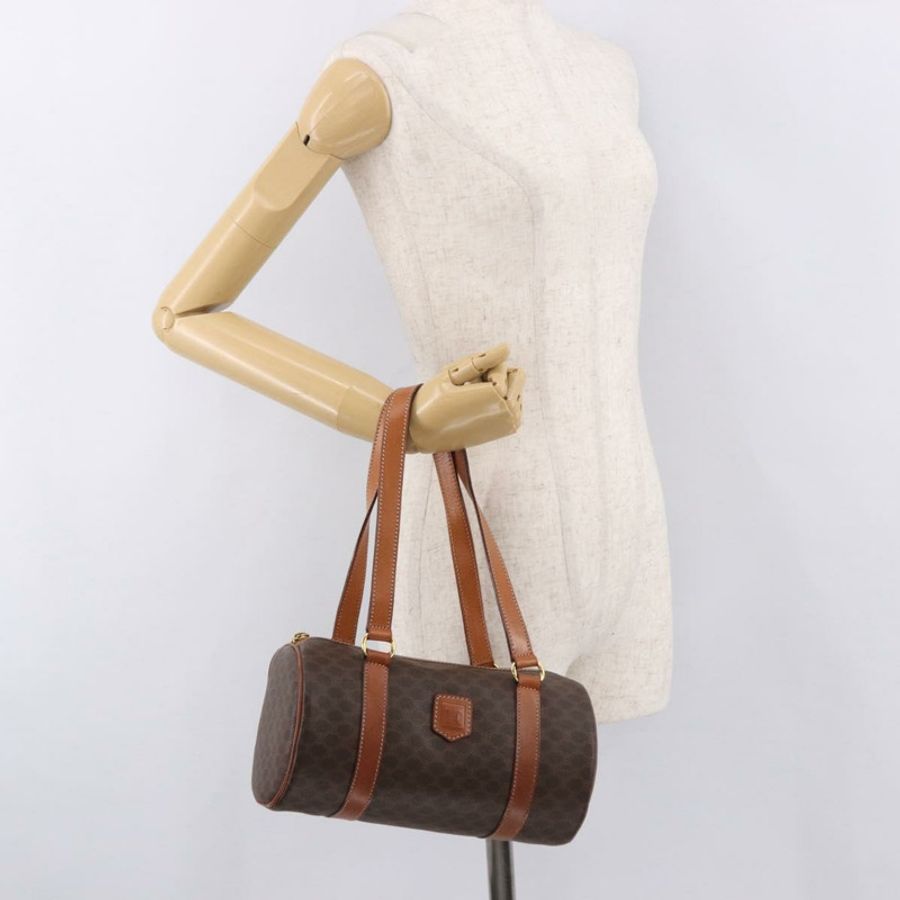 【日本直送】CELINE Macadam帆布手提包 PVC皮革 棕色 金色 正品 190930A-22