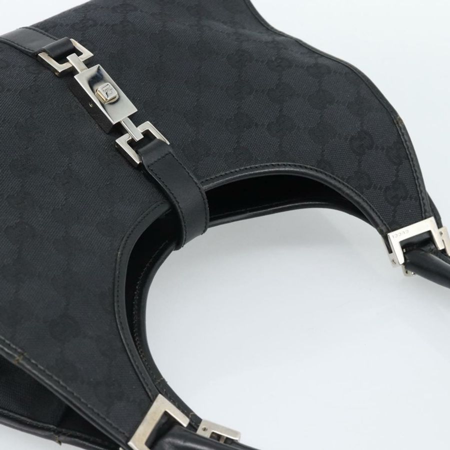 【日本直送】GUCCI GG帆布Jackie手提包 黑色 銀色 002 1067 正品 190433A-5