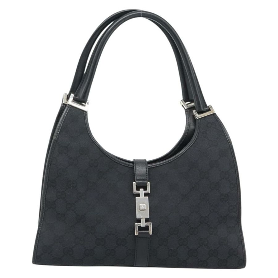 【日本直送】GUCCI GG帆布Jackie手提包 黑色 銀色 002 1067 正品 190433A-12