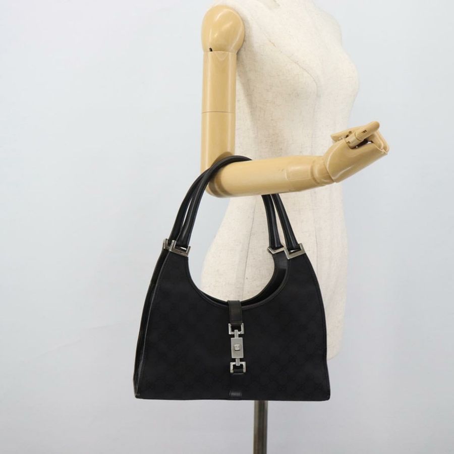【日本直送】GUCCI GG帆布Jackie手提包 黑色 銀色 002 1067 正品 190433A-21