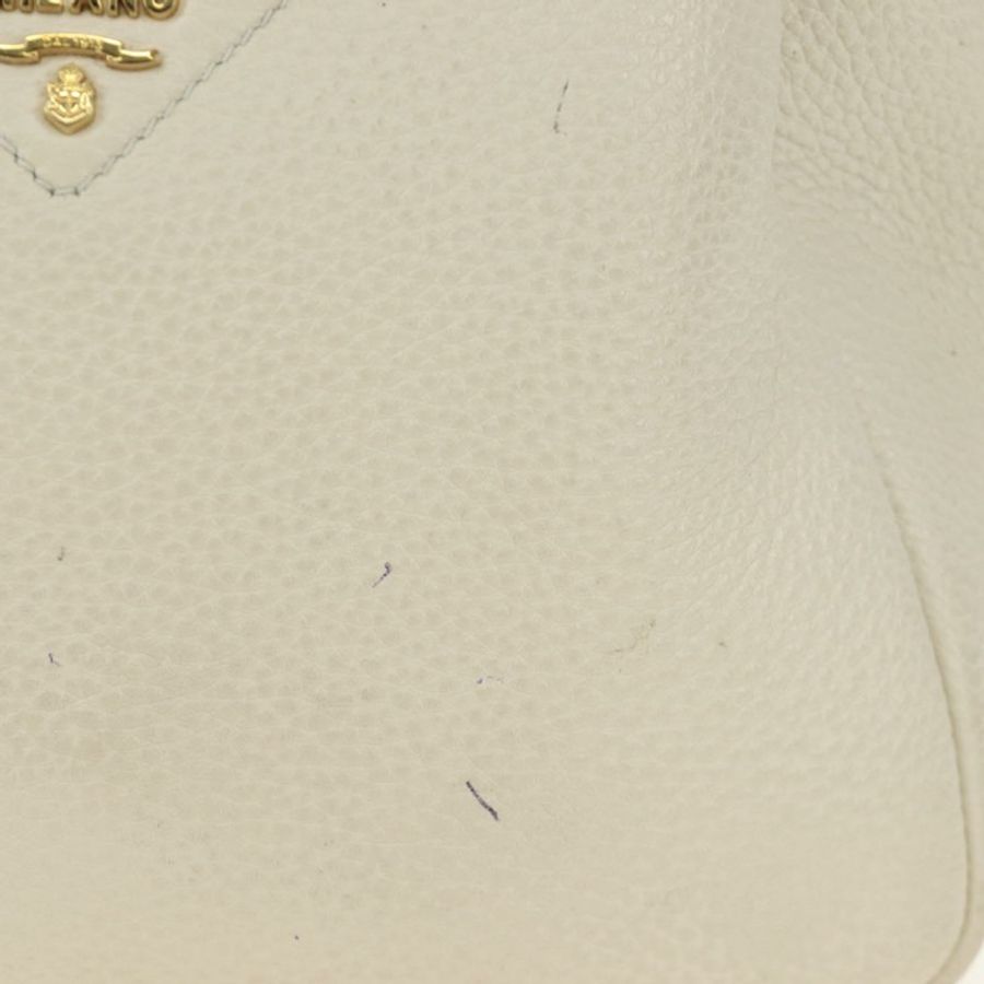 【日本直送】PRADA 手提包 Vittero Dino 皮革 2way 白色金色 Auth 190387V-2