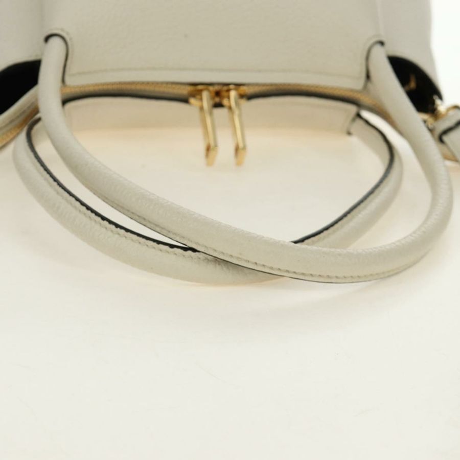 【日本直送】PRADA 手提包 Vittero Dino 皮革 2way 白色金色 Auth 190387V-14