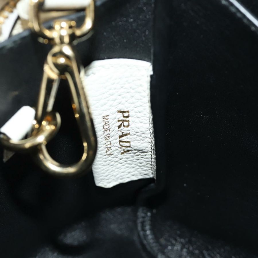 【日本直送】PRADA 手提包 Vittero Dino 皮革 2way 白色金色 Auth 190387V-25