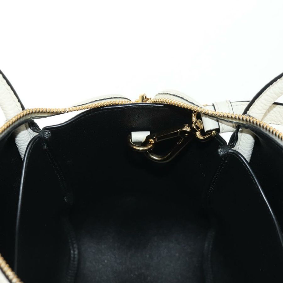 【日本直送】PRADA 手提包 Vittero Dino 皮革 2way 白色金色 Auth 190387V-26