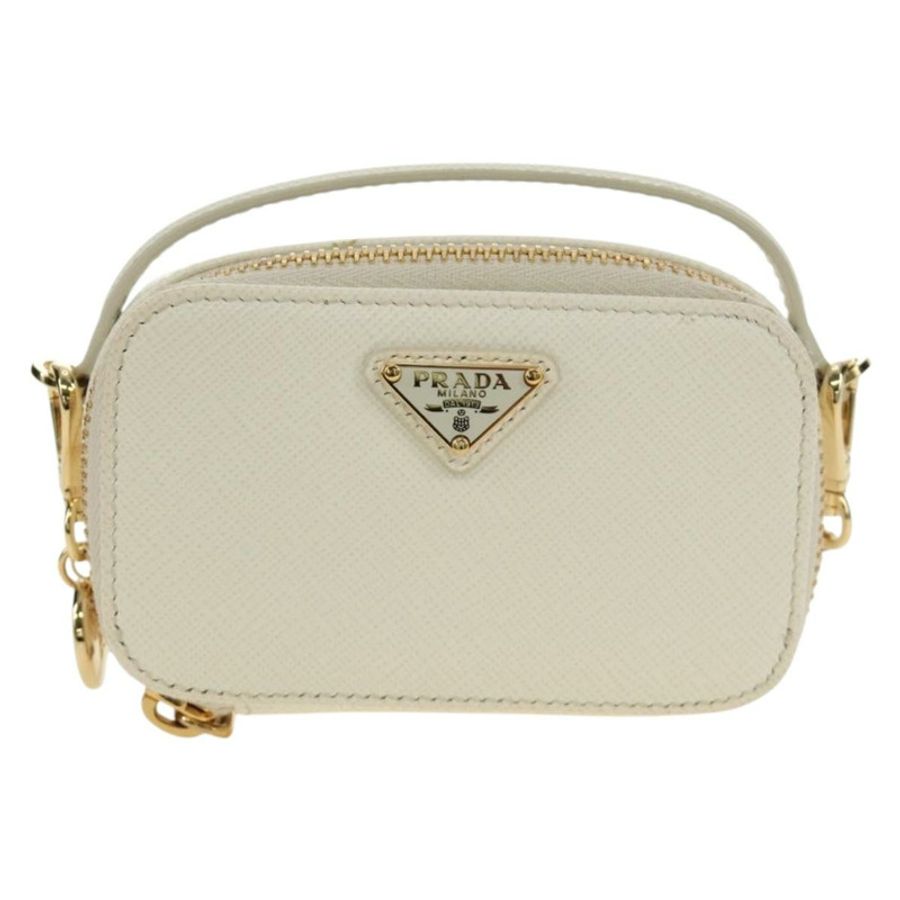 【日本直送】PRADA 鏈條肩背迷你包,Safiano 皮革,白色,金色,正品,貨號 190429M-12