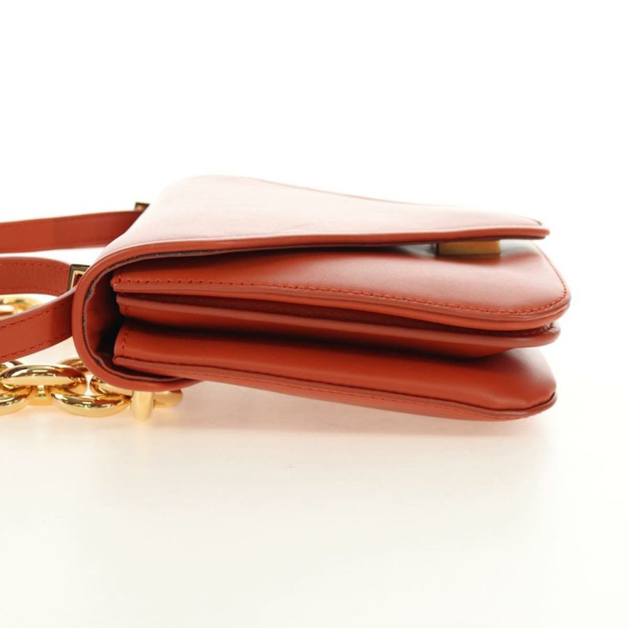 【日本直送】BOTTEGA VENETA Mount 鏈條單肩包 皮革 2way Orange Gold Auth 190620V-2