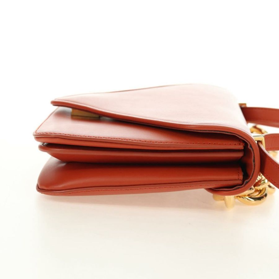 【日本直送】BOTTEGA VENETA Mount 鏈條單肩包 皮革 2way Orange Gold Auth 190620V-3