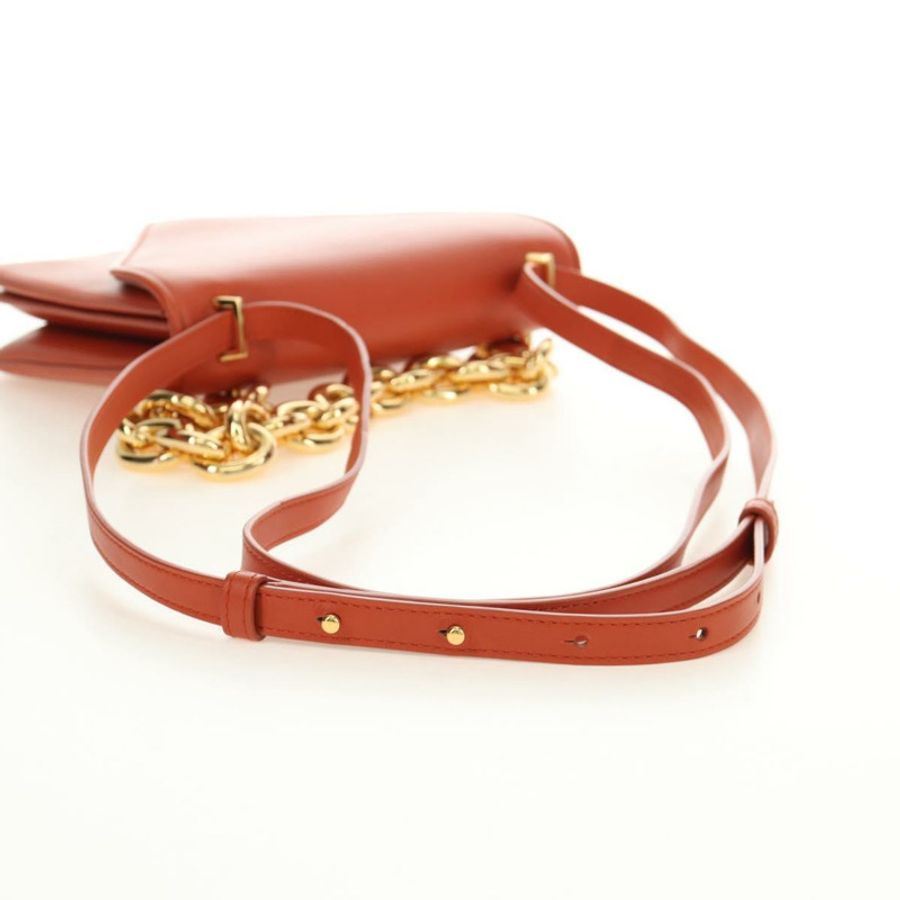【日本直送】BOTTEGA VENETA Mount 鏈條單肩包 皮革 2way Orange Gold Auth 190620V-7