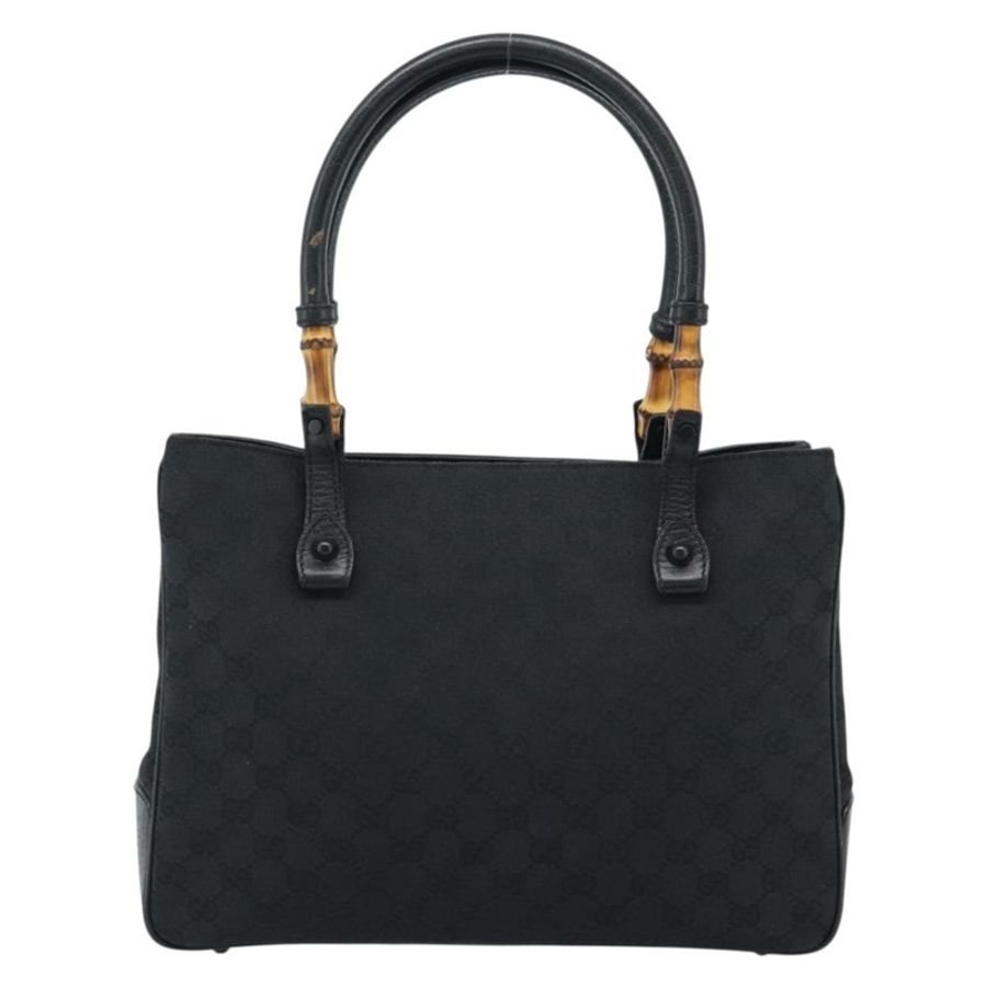 【日本直送】GUCCI GG 帆布竹編手提包 黑色 112526 正品 190836A-12