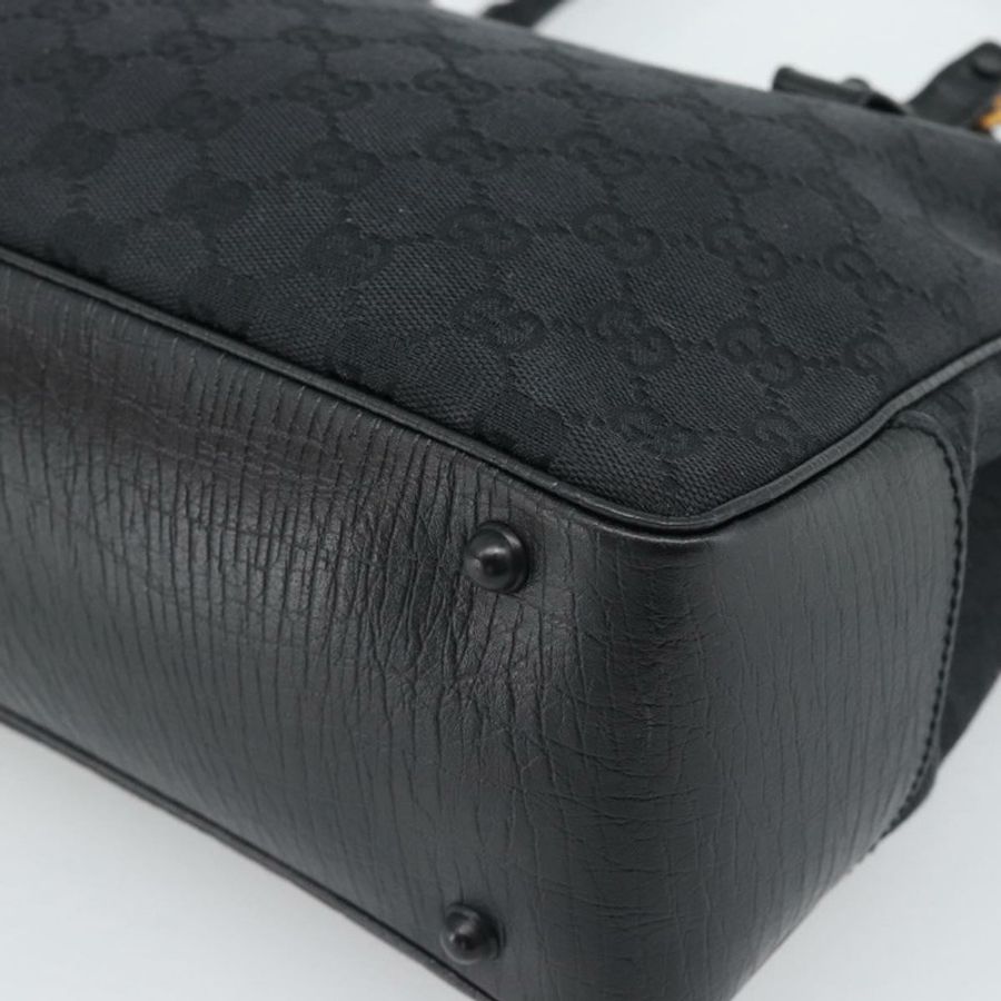 【日本直送】GUCCI GG 帆布竹編手提包 黑色 112526 正品 190836A-14