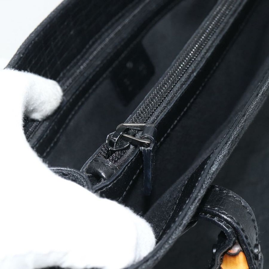【日本直送】GUCCI GG 帆布竹編手提包 黑色 112526 正品 190836A-21