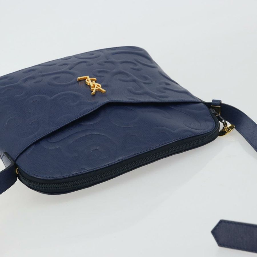 【日本直送】SAINT LAURENT 阿拉伯紋樣肩背包,黑色皮革,金色,正品 190813A-5