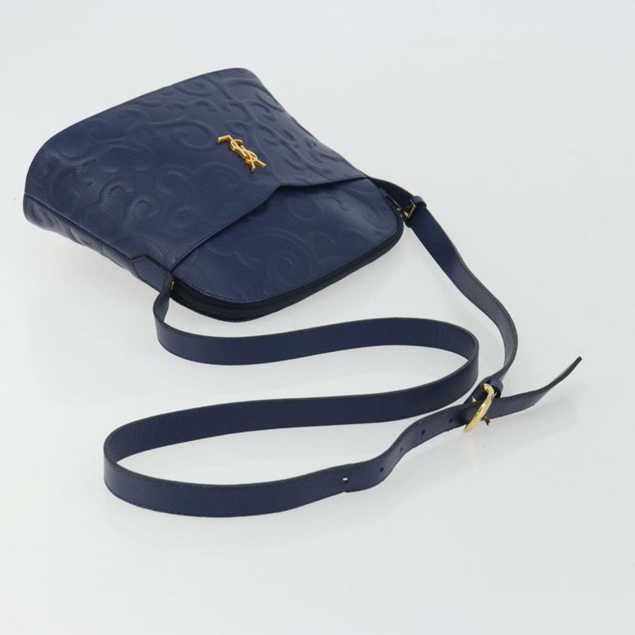 【日本直送】SAINT LAURENT 阿拉伯紋樣肩背包,黑色皮革,金色,正品 190813A-6