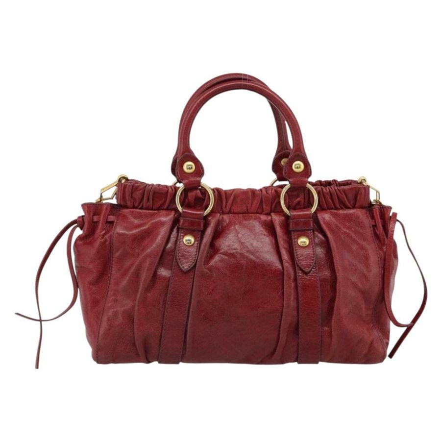 【日本直送】Miu Miu 手提包 皮革 兩用 紅色 金色 正品 186437SAM-1