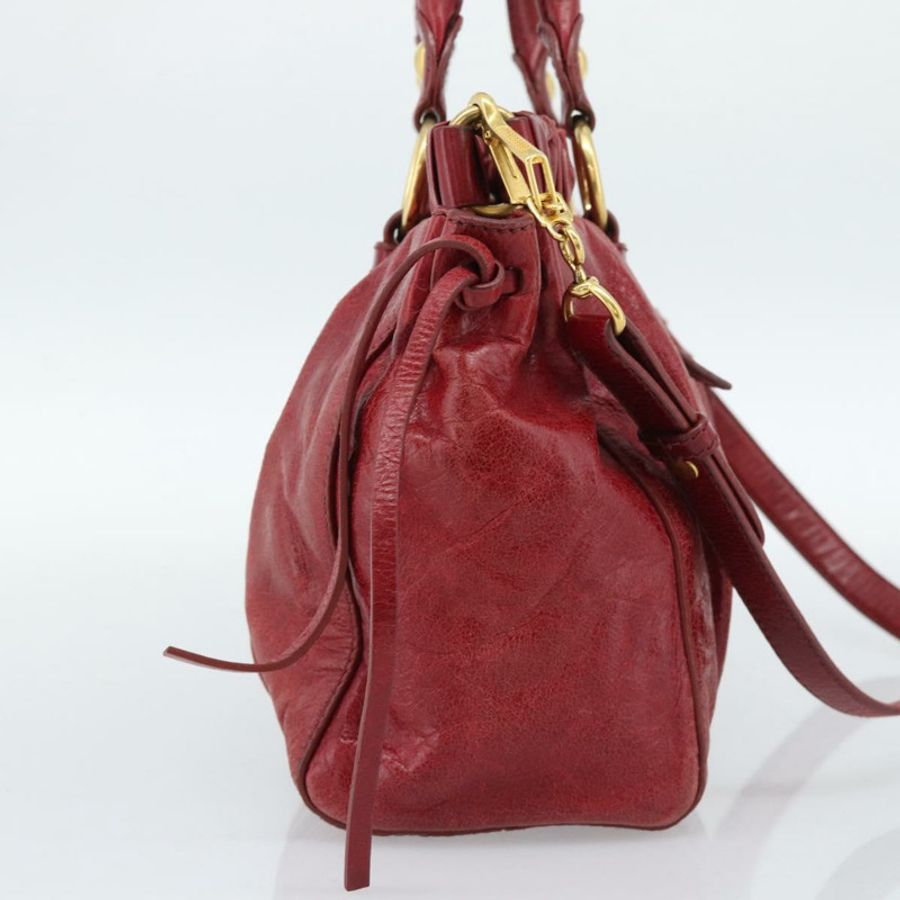 【日本直送】Miu Miu 手提包 皮革 兩用 紅色 金色 正品 186437SAM-2