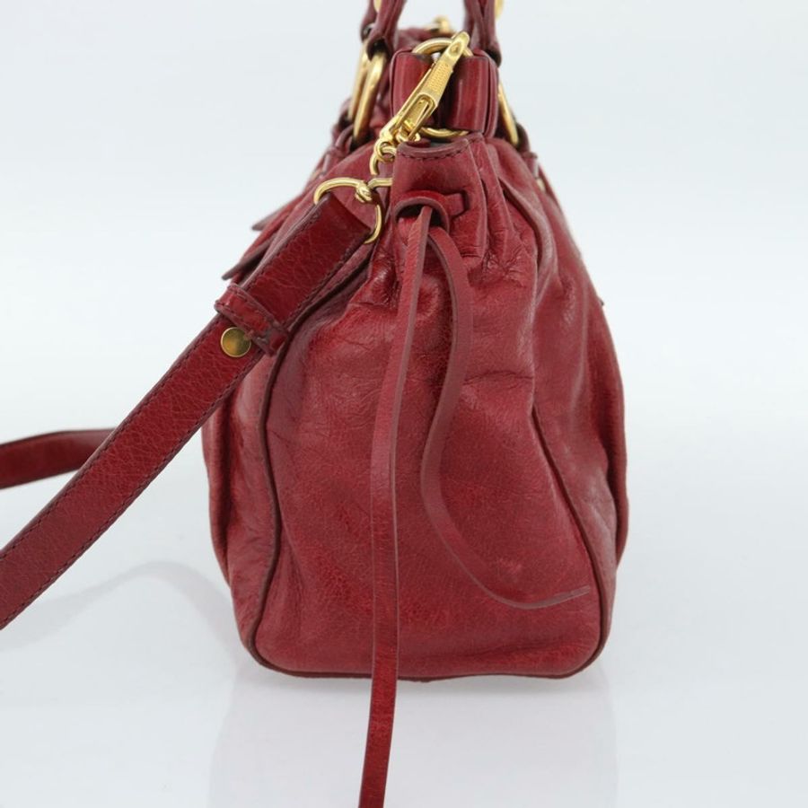 【日本直送】Miu Miu 手提包 皮革 兩用 紅色 金色 正品 186437SAM-3