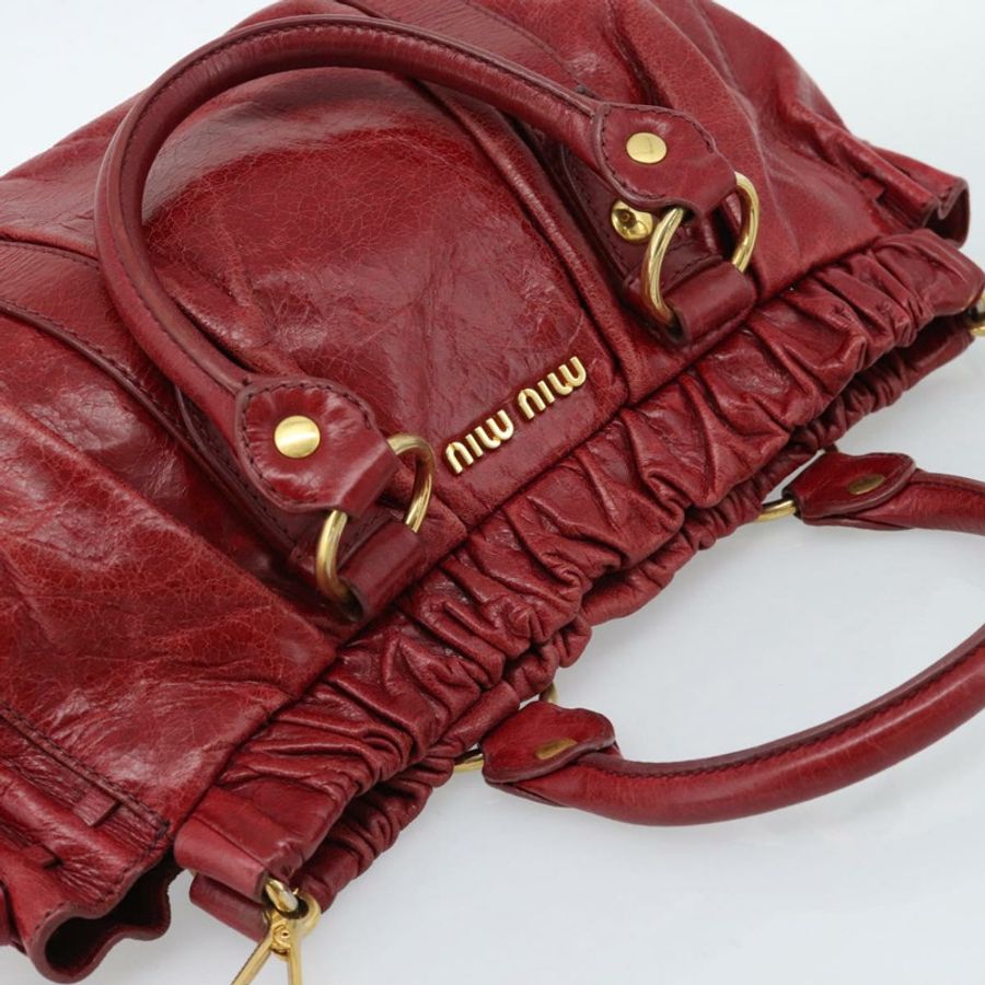 【日本直送】Miu Miu 手提包 皮革 兩用 紅色 金色 正品 186437SAM-5