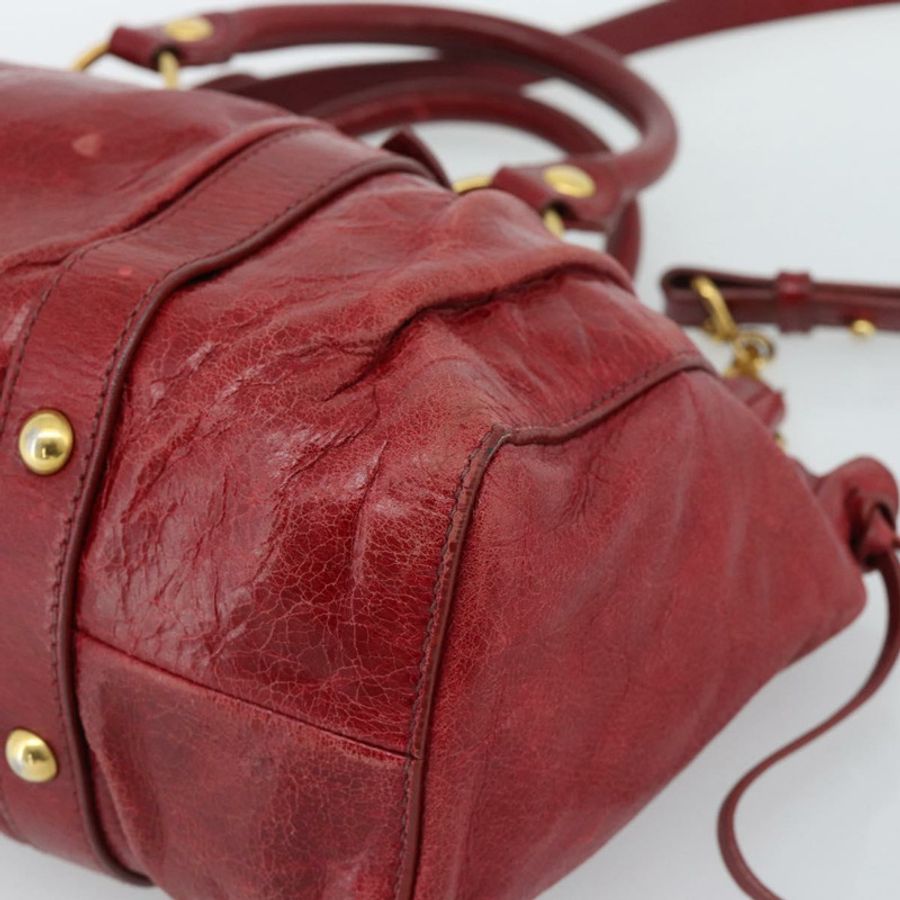 【日本直送】Miu Miu 手提包 皮革 兩用 紅色 金色 正品 186437SAM-9