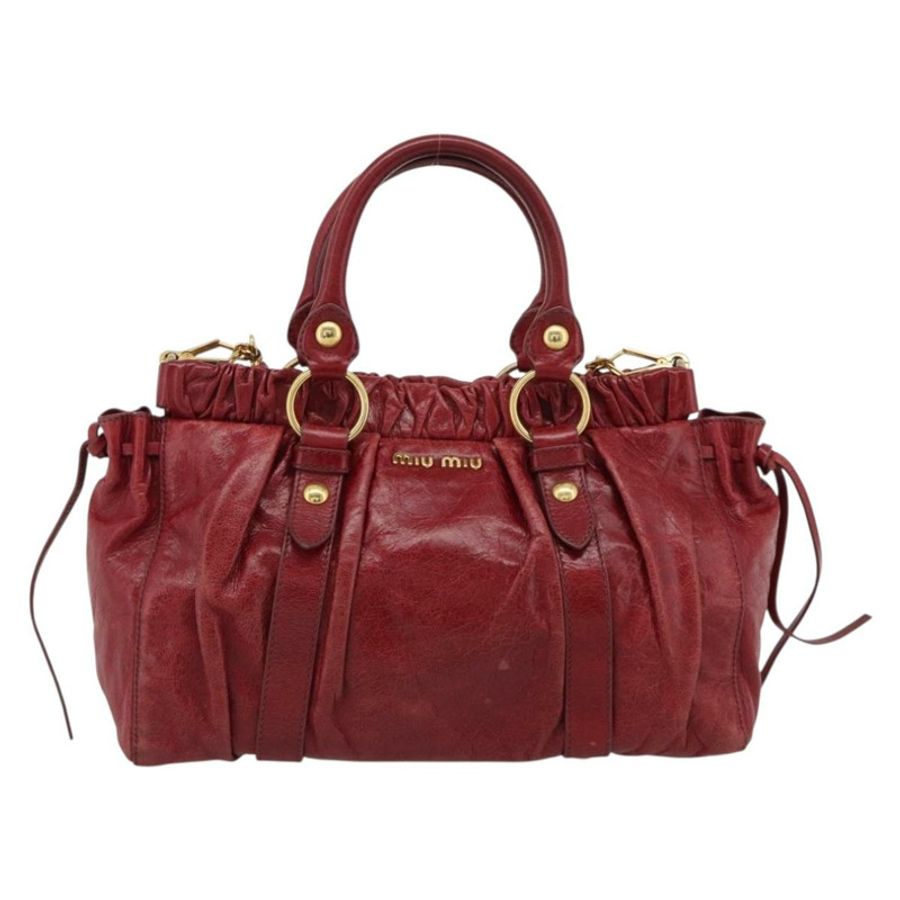 【日本直送】Miu Miu 手提包 皮革 兩用 紅色 金色 正品 186437SAM-12