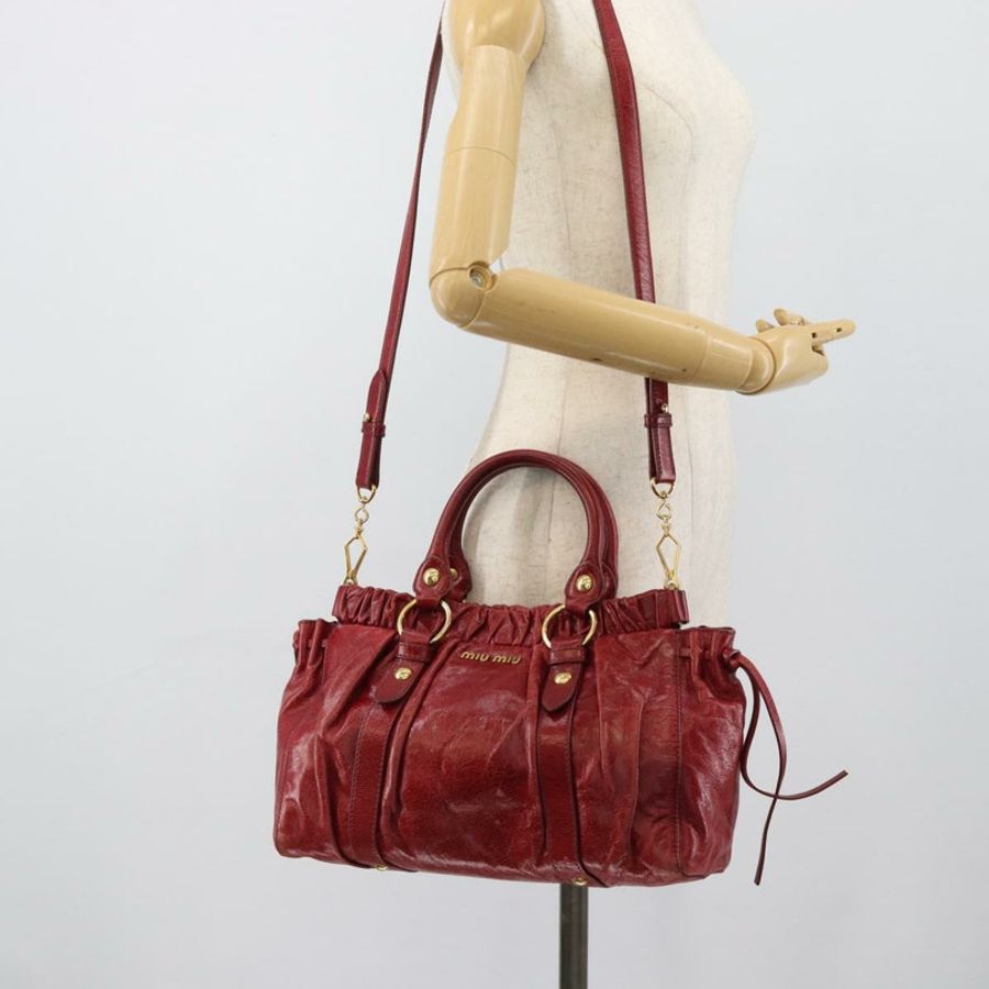 【日本直送】Miu Miu 手提包 皮革 兩用 紅色 金色 正品 186437SAM-22