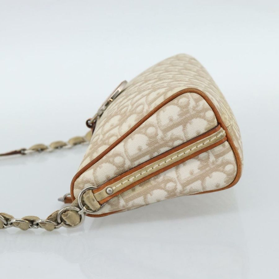 【日本直送】Christian Dior Trotter帆布鏈條浪漫包 PVC米色銀色 正品 187607V-2