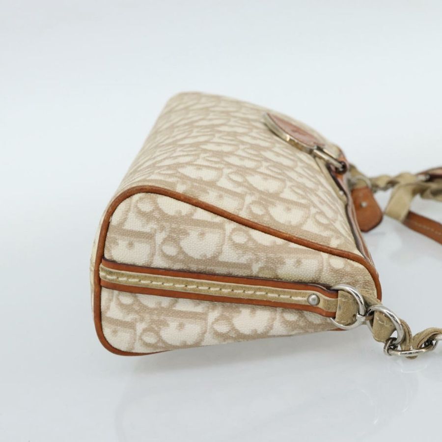 【日本直送】Christian Dior Trotter帆布鏈條浪漫包 PVC米色銀色 正品 187607V-3