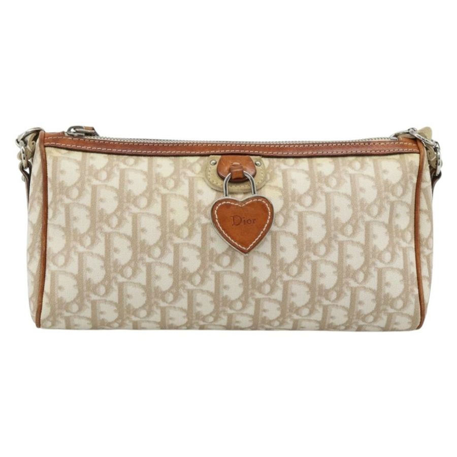 【日本直送】Christian Dior Trotter帆布鏈條浪漫包 PVC米色銀色 正品 187607V-12