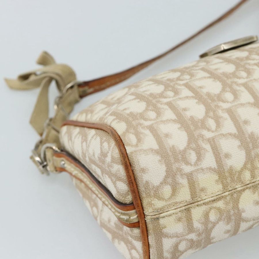 【日本直送】Christian Dior Trotter帆布鏈條浪漫包 PVC米色銀色 正品 187607V-13