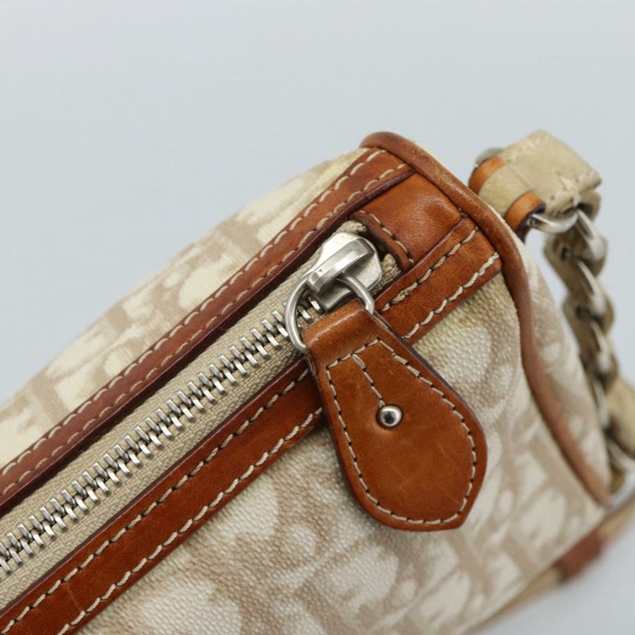 【日本直送】Christian Dior Trotter帆布鏈條浪漫包 PVC米色銀色 正品 187607V-16