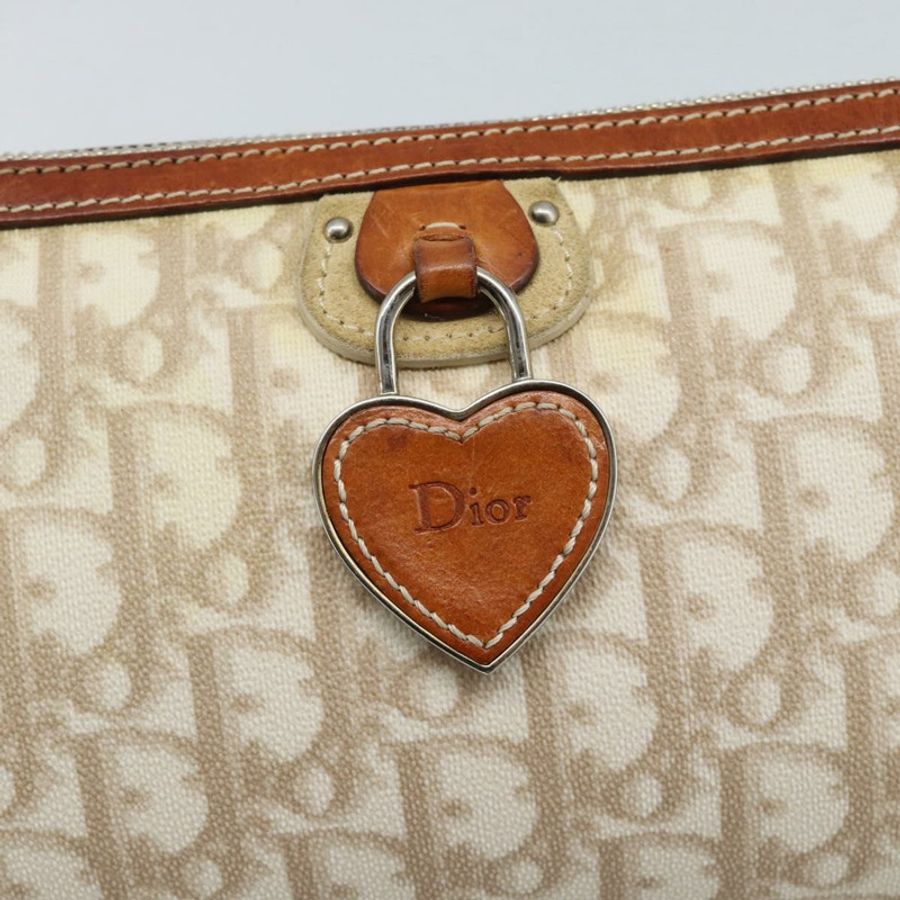 【日本直送】Christian Dior Trotter帆布鏈條浪漫包 PVC米色銀色 正品 187607V-17