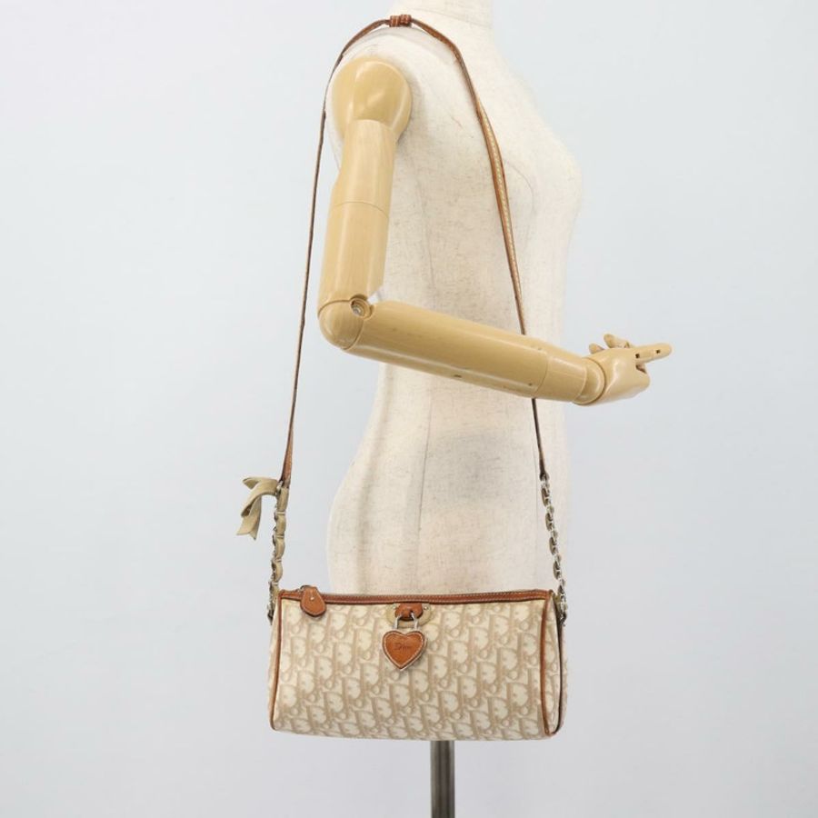 【日本直送】Christian Dior Trotter帆布鏈條浪漫包 PVC米色銀色 正品 187607V-22