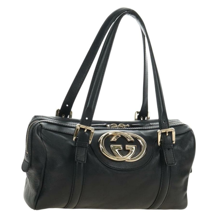 【日本直送】GUCCI 手提包 皮革 黑色 金色 170009 正品 190912SAV-0