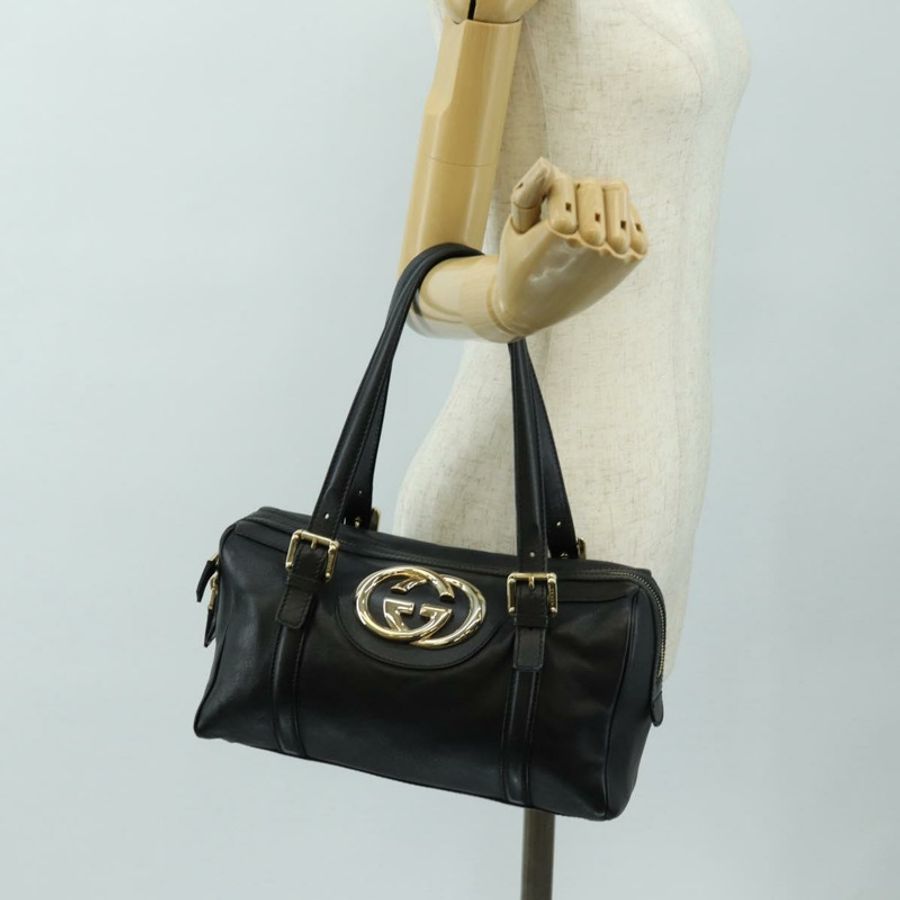 【日本直送】GUCCI 手提包 皮革 黑色 金色 170009 正品 190912SAV-23