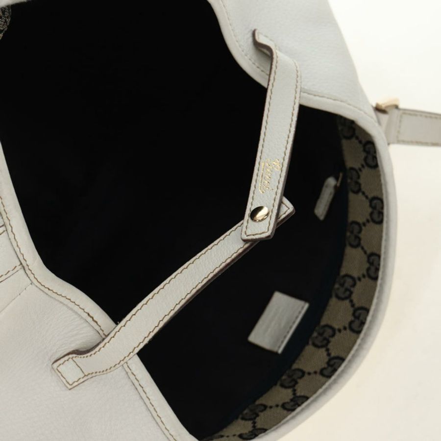 【日本直送】GUCCI Abbey 手提包,皮革,白色,金色,貨號 130736,正品編號 191308V-8