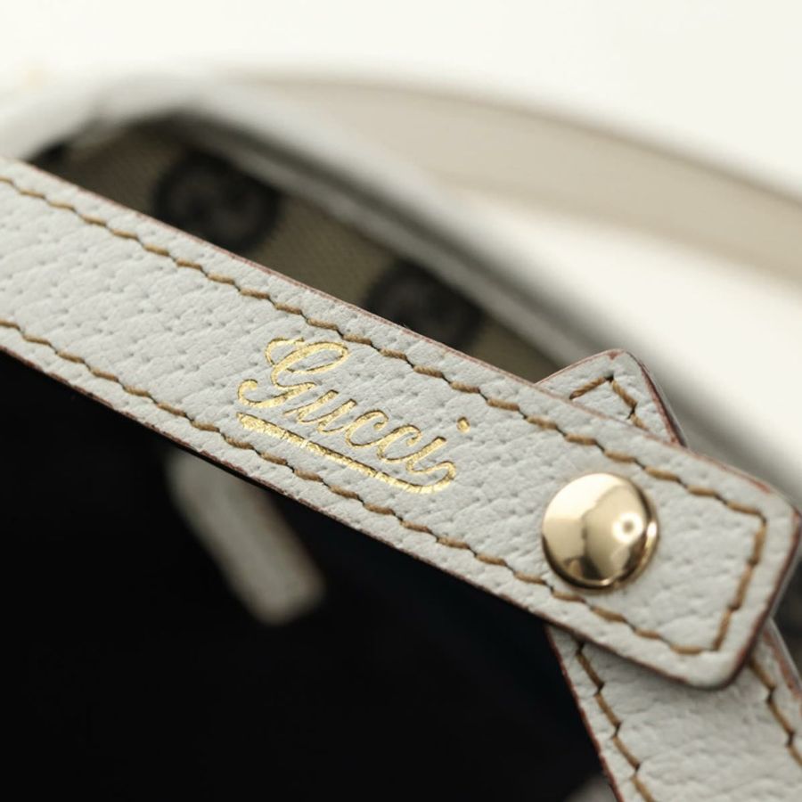 【日本直送】GUCCI Abbey 手提包,皮革,白色,金色,貨號 130736,正品編號 191308V-16