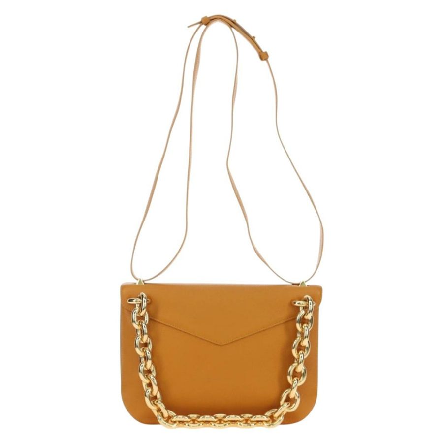 【日本直送】BOTTEGA VENETA Mount 鏈條單肩包 皮革 2way Orange Gold Auth 190656V-1