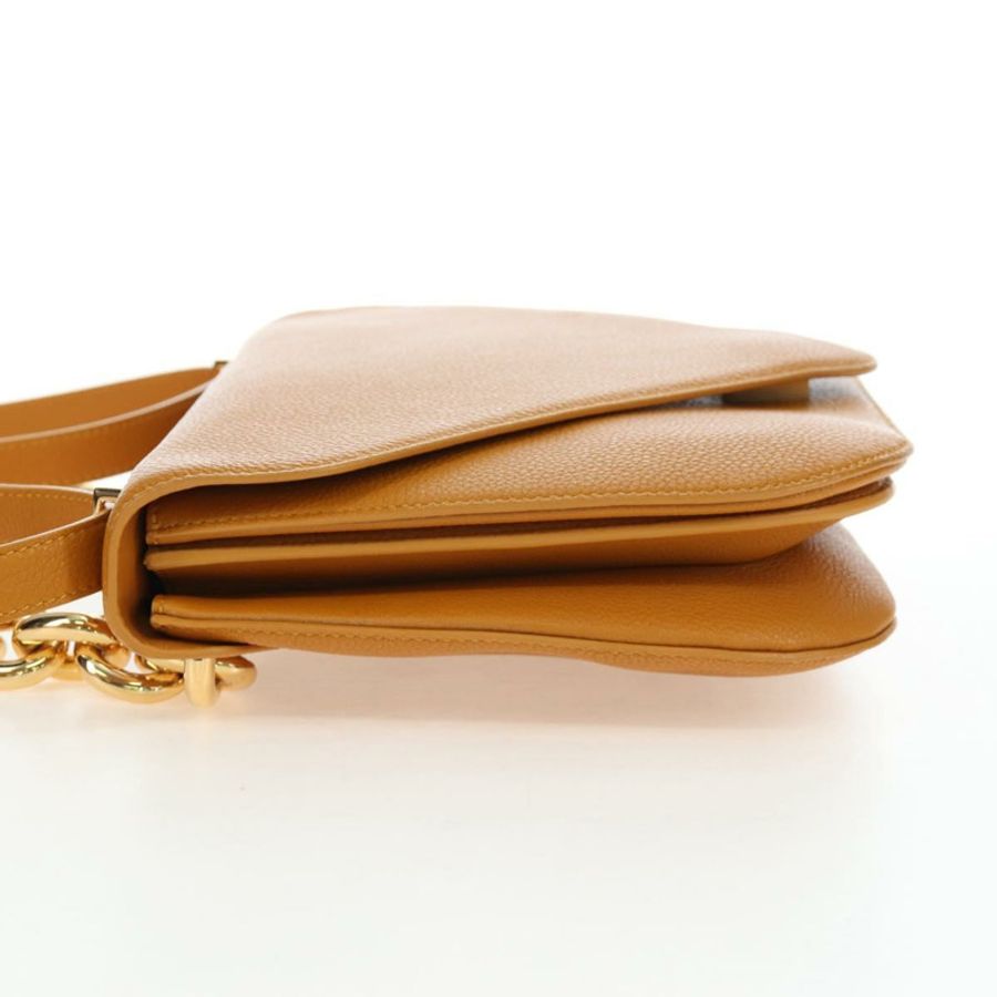 【日本直送】BOTTEGA VENETA Mount 鏈條單肩包 皮革 2way Orange Gold Auth 190656V-2