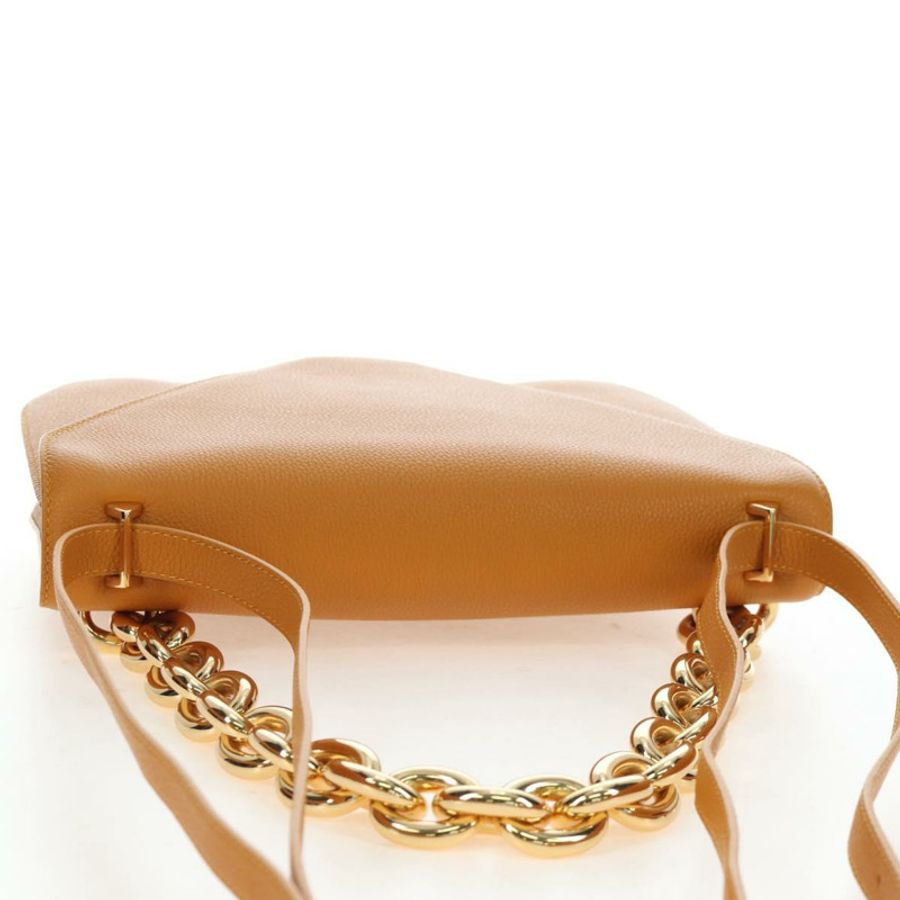 【日本直送】BOTTEGA VENETA Mount 鏈條單肩包 皮革 2way Orange Gold Auth 190656V-5