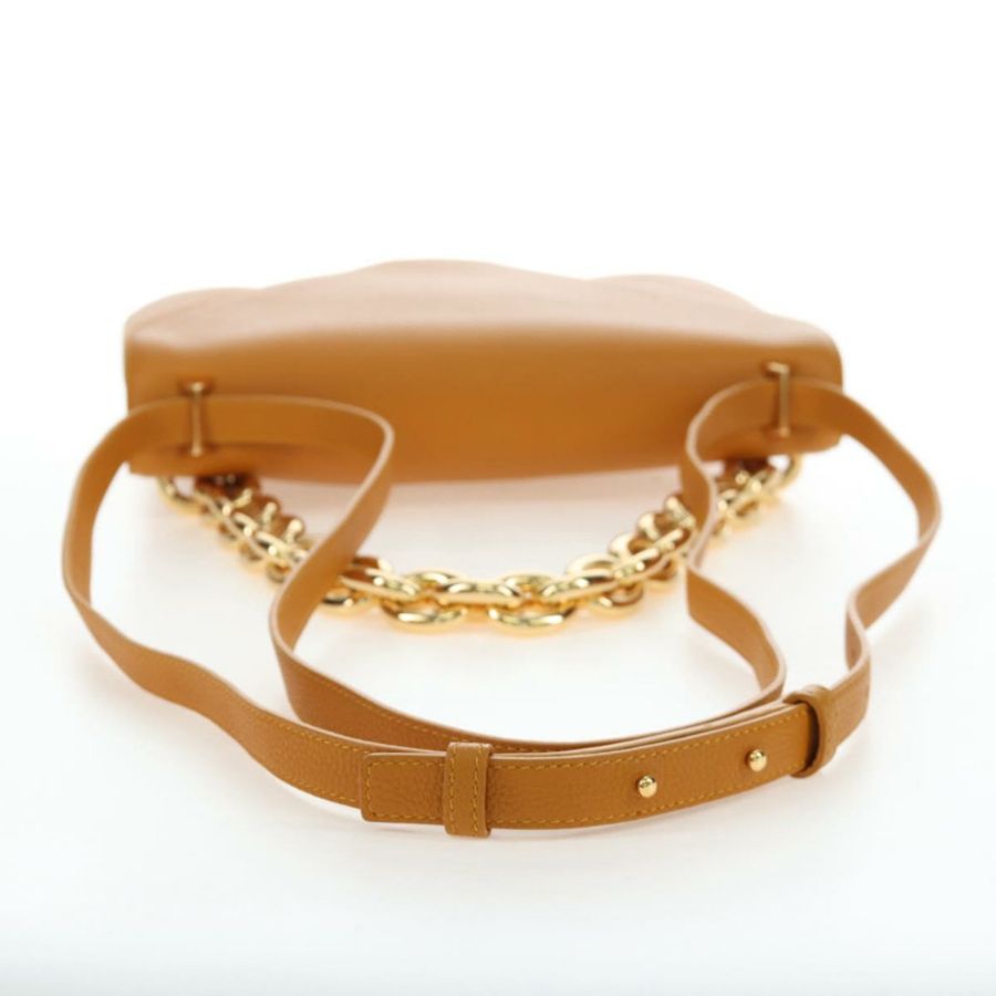 【日本直送】BOTTEGA VENETA Mount 鏈條單肩包 皮革 2way Orange Gold Auth 190656V-6