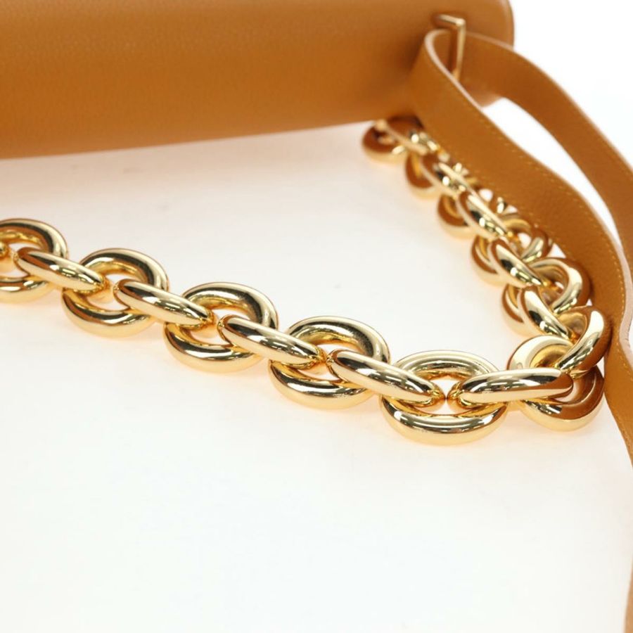 【日本直送】BOTTEGA VENETA Mount 鏈條單肩包 皮革 2way Orange Gold Auth 190656V-7