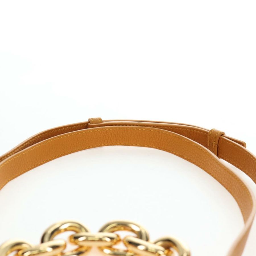 【日本直送】BOTTEGA VENETA Mount 鏈條單肩包 皮革 2way Orange Gold Auth 190656V-13